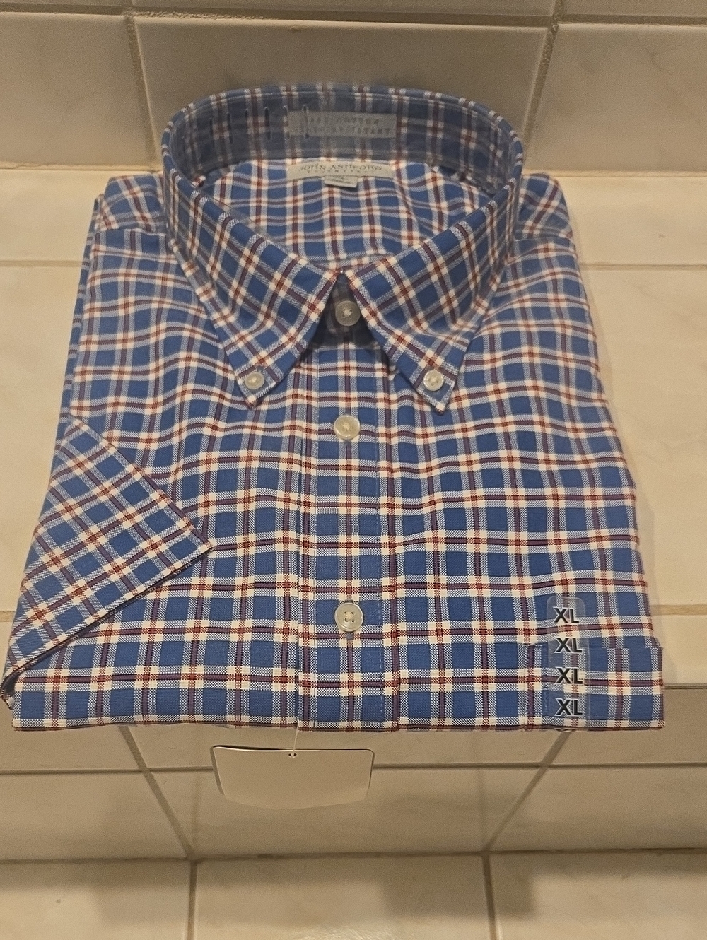 John Ashford Red White And Blue Short Sleeve Button-Down Shirt